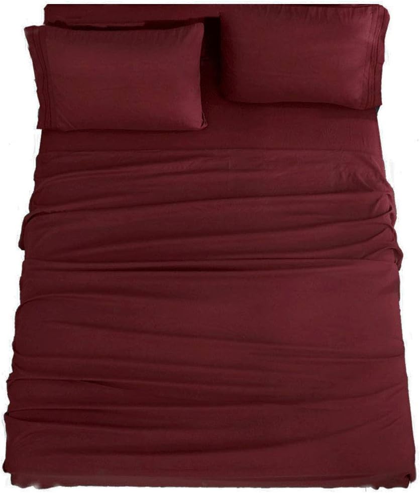Bed Sheet Set Super Soft Microfiber 16-Inch Deep Pocket Wrinkle and Hypoallergenic-4 count Queen