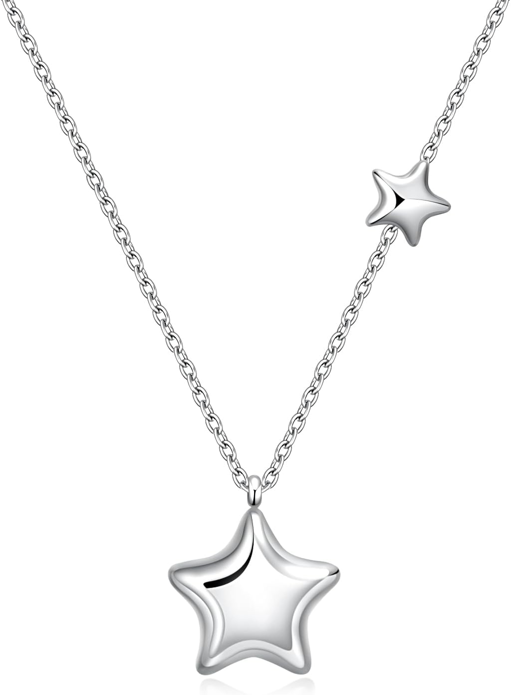 Stainless Steel Star Necklace for Women, Minimalist Charm Pendant with Adjustable Chain