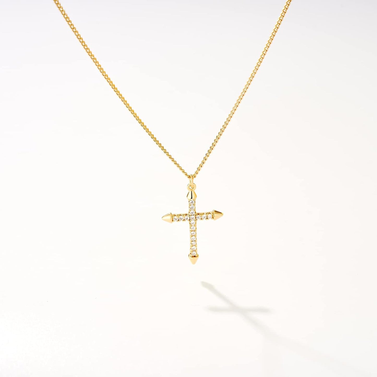 Cross Necklace 14K Plated Dainty Chain, Minimalist Faith Pendant Religious Prayer Jewelry Gift