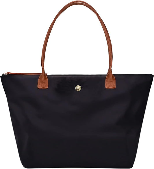 Shoulder Tote Bag for Women, Nylon Top-Handle Purse, Foldable Weekend Hobo Handbag