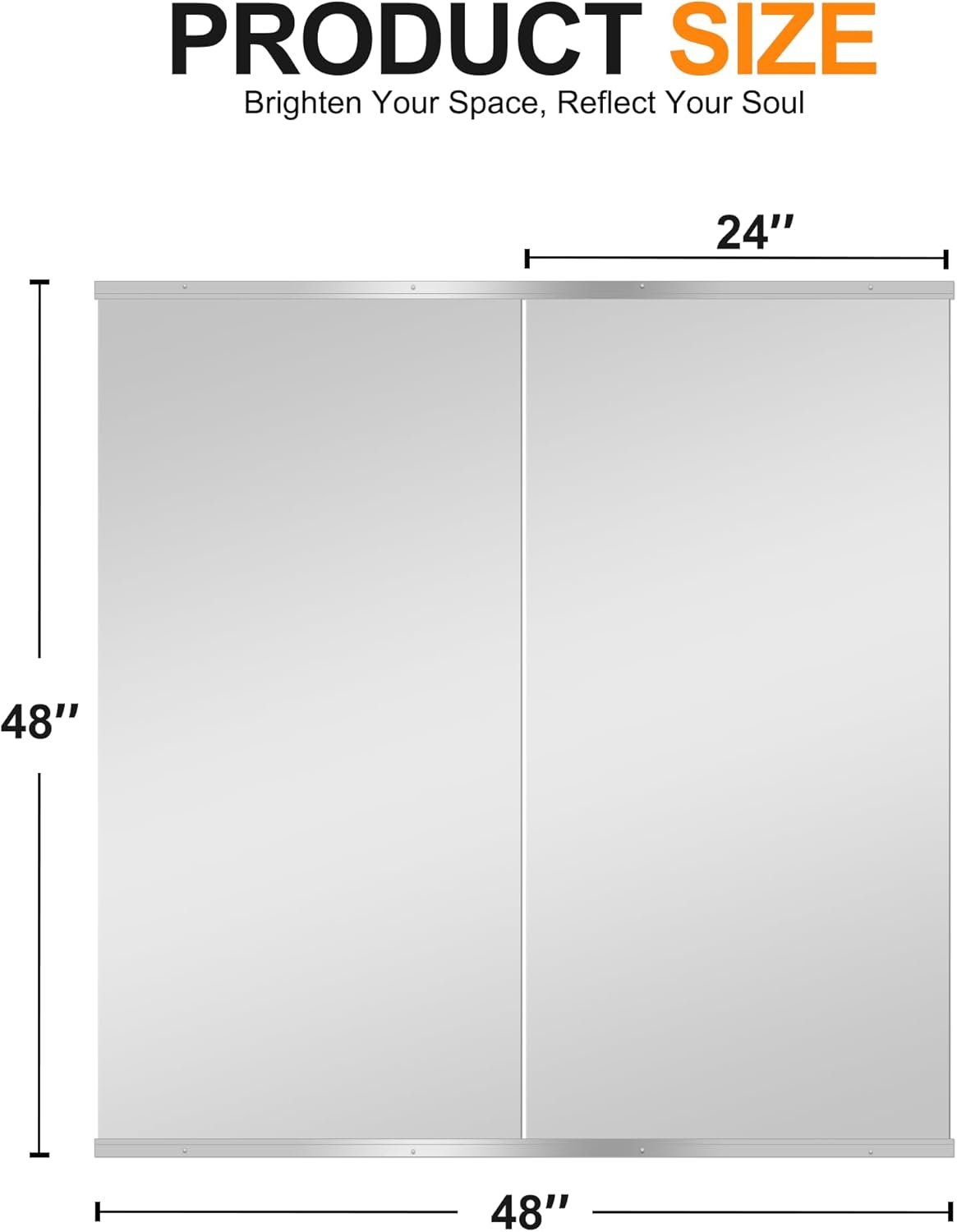 Home Gym Mirror,48''x24''x2count Silver,Large Full Body Tempered Glass Frameless