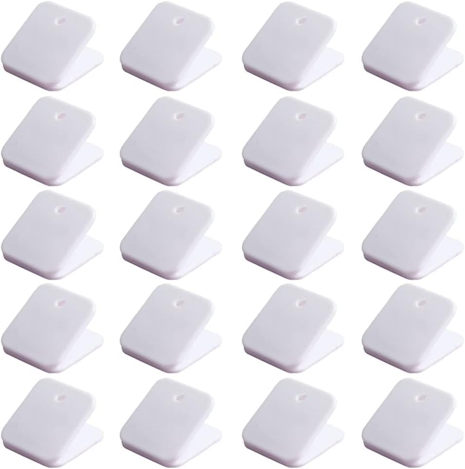 OMOMMD 20Pcs White Plastic Chip Bag Clips Sealing Food Clips Snack Bag Clips Photo Clips Binder Clips Paper Clamps Hinge Clips Tape Adhesives and Fasteners