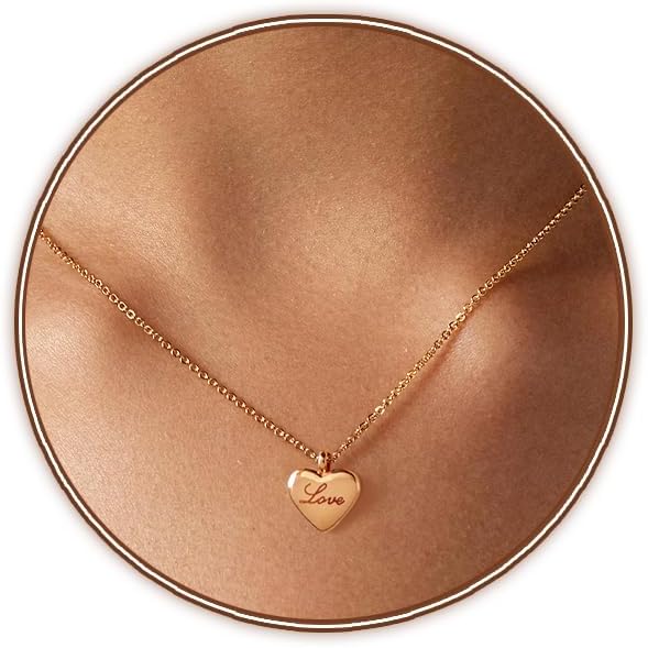 Heart Necklace: 18K Gold/Silver Plated Tiny Pendant, Dainty Valentine's Gift For Women & Teens