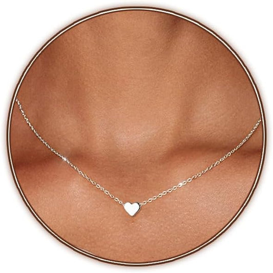 Gold/Silver Plated Heart Necklace for Women, Dainty Love Pendant Choker, Trendy Layered Chain Jewelry Gift for Her