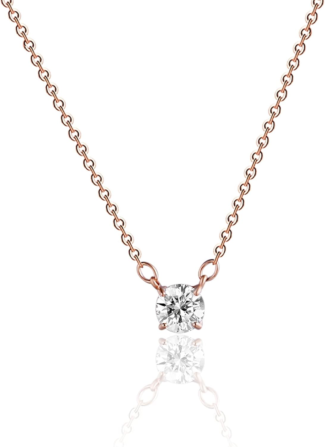14K Gold Filled Heart Choker, Dainty Solitaire CZ Pendant Necklace, Adjustable Minimalist Jewelry for Her