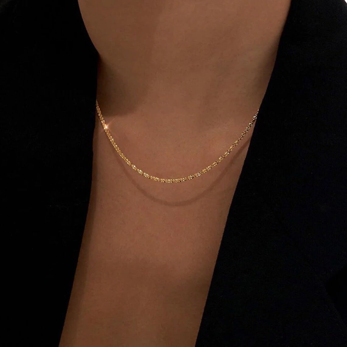 Dainty Gold Chain Necklace For Women - 18K Gold Plated Coin Disc Choker With Beaded & Paper Clip Layered Chain, Everyday Jewelry Gift
