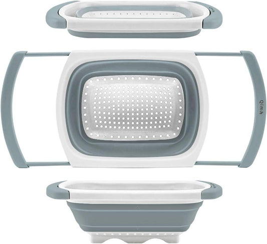 Qimh Collapsible Colander | Over The Sink Silicone Kitchen Strainers and Colanders with Extendable Handles