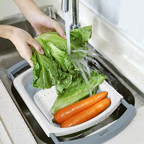 Qimh Collapsible Colander | Over The Sink Silicone Kitchen Strainers and Colanders with Extendable Handles