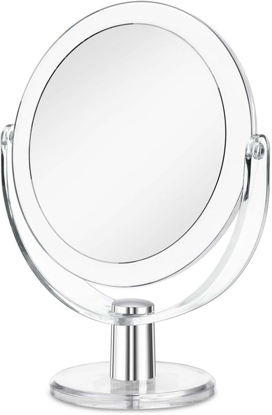 Vanity Makeup Mirror with Stand, 1X/15X Magnification Double Sided 360 Degree Swivel