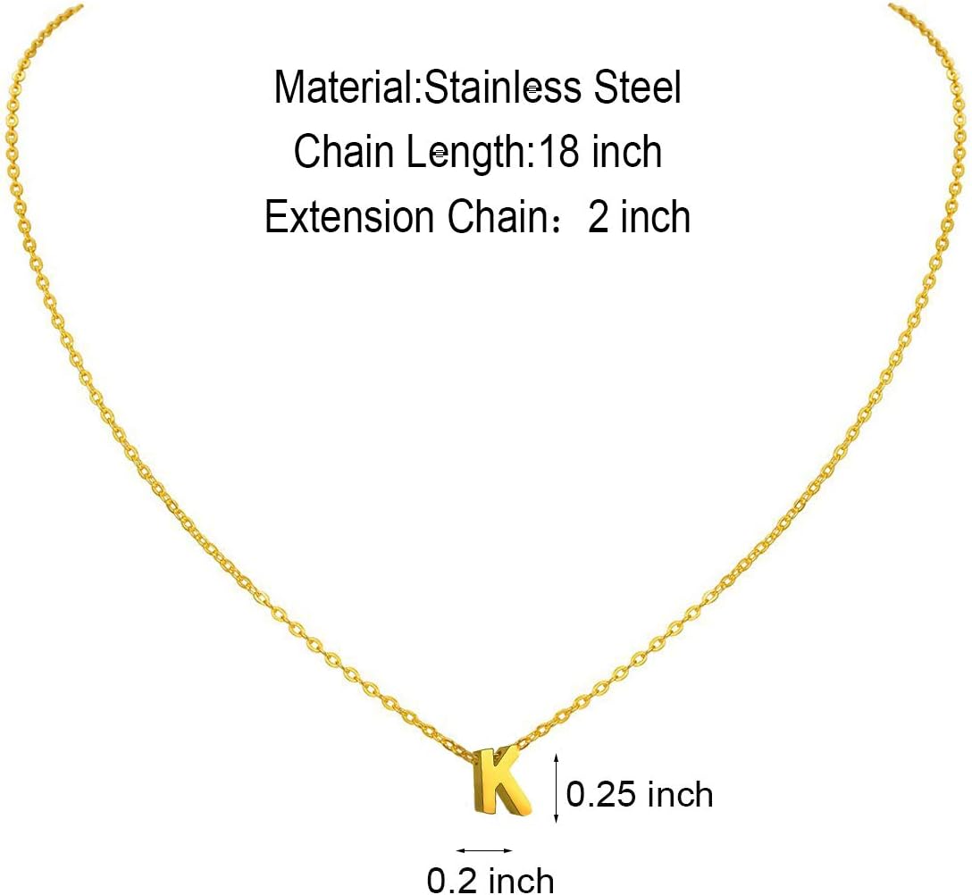 Initial Necklace: 18K Gold Plated Personalized Tiny Letter Name Pendant for Women