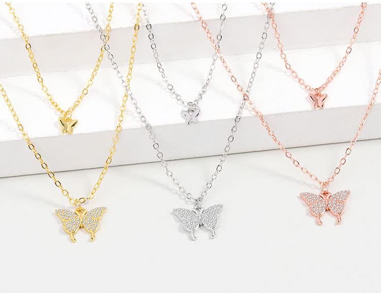 Silver Butterfly Necklace for Women Layered Rose Gold Butterfly Necklace Gold Butterfly Choker Butterfly Pendant Necklace Silver Butterfly Jewelry