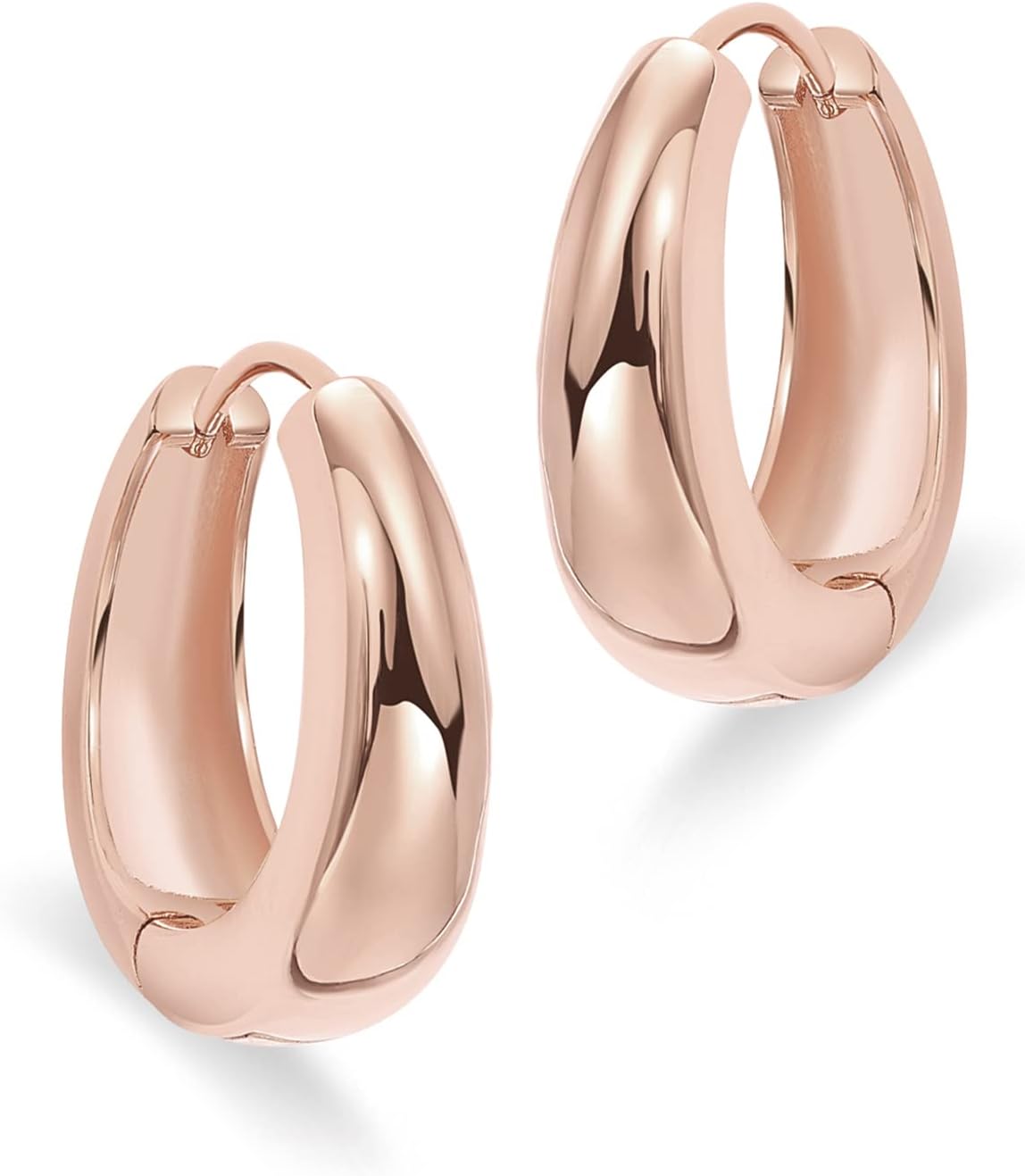 14K Gold Plated Sterling Silver Post Small Chunky Hoops Earrings | Thick Lightweight Gold Hoop Earrings for Women