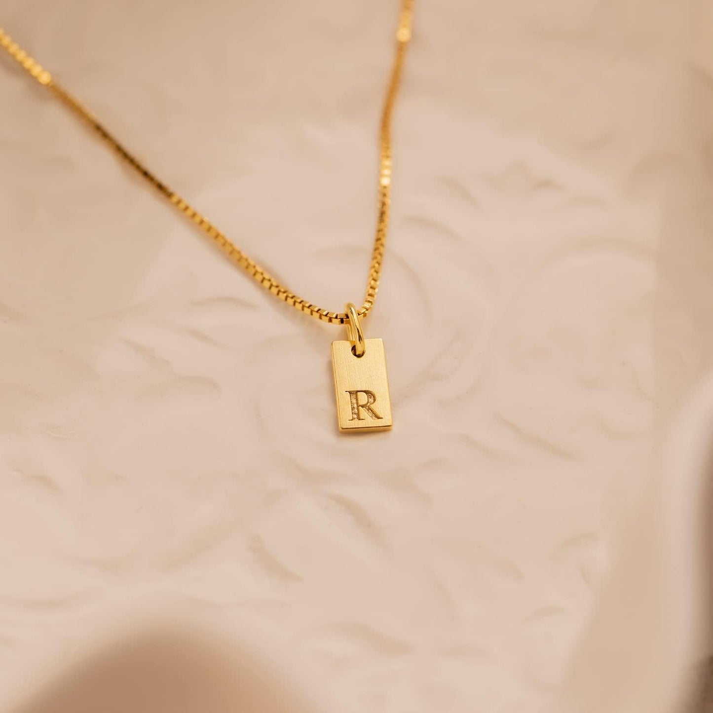 Personalized Initial Necklace: 14K Gold Plated Dainty Letter Name Pendant for Women, Custom Tag Jewelry