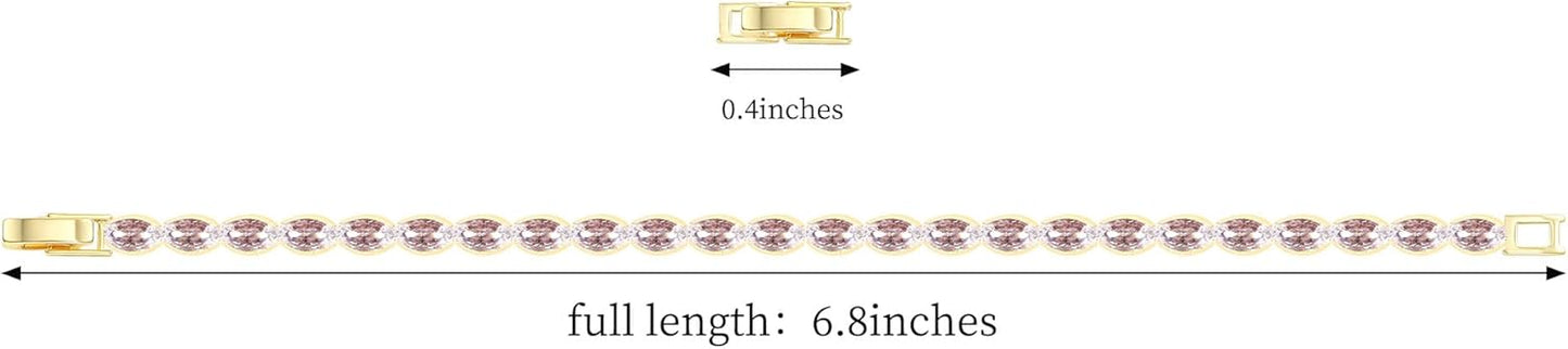 14K Gold Plated Tennis Bracelet for Women – Classic CZ Link Design, Fits 6.0"–7.2" Wrists – Stylish Sparkling Jewelry Gift