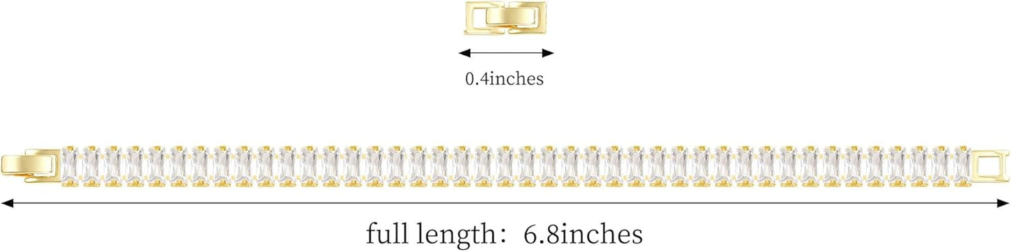 14K Gold Plated Tennis Bracelet for Women – Classic CZ Link Design, Fits 6.0"–7.2" Wrists – Stylish Sparkling Jewelry Gift