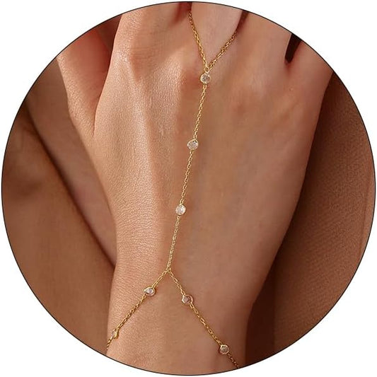 Gold Bracelets for Women, 14K Dainty Gold Plated Stackable Bracelets for Women Trendy Waterproof CZ Tennis Bracelet Set