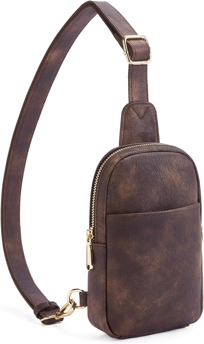 Small Sling Bag for Women Leather Crossbody Fanny Packs Chest Bag for Women