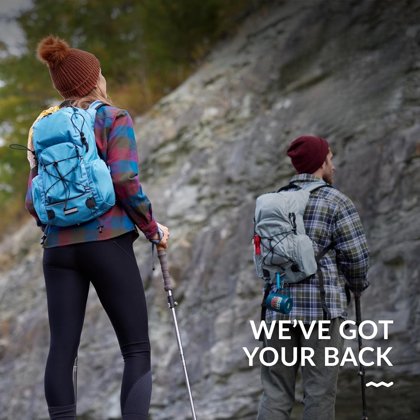22L Hiking Backpack with Water Bladder - Water Backpack for Hiking with Waterproof Zippers, Phone & Pole Holders