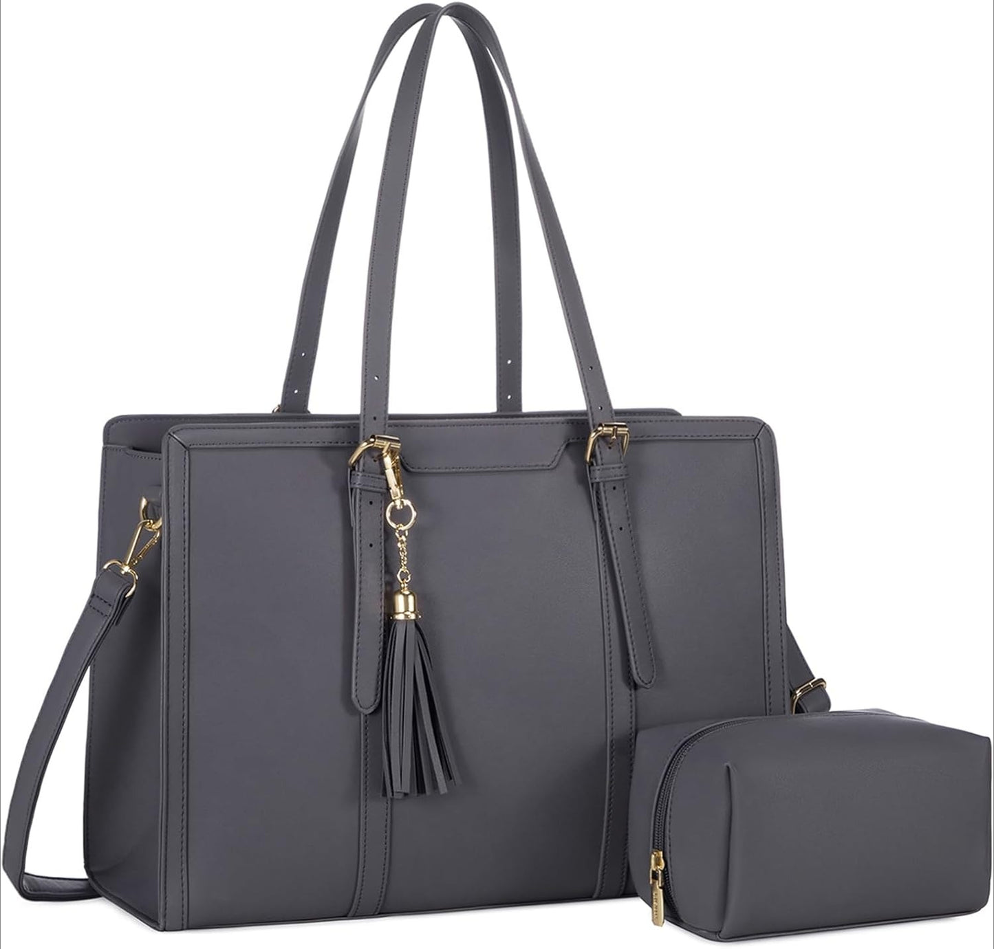 Women 15.6 inch Lightweight PU Laptop Tote Bag, Large Capacity Computer for Business, Work, Office, Travel