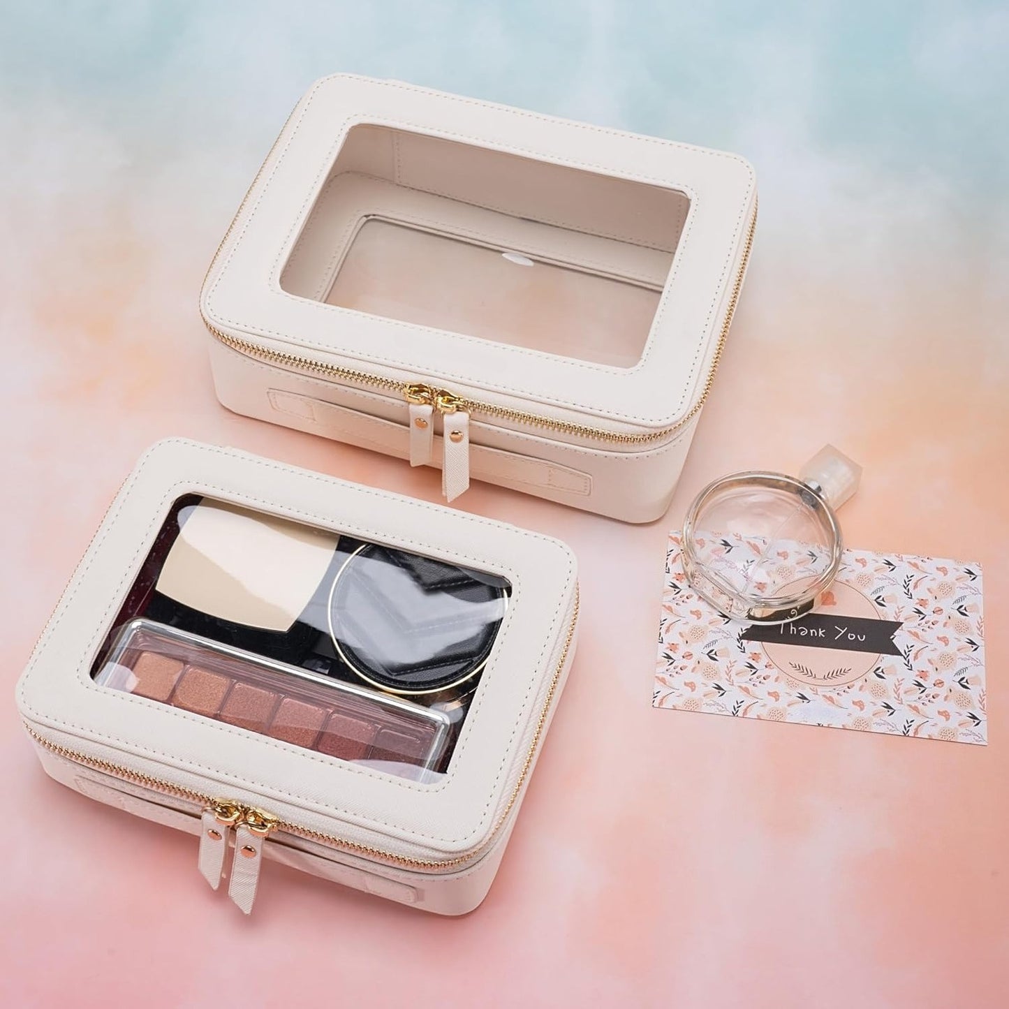 Clear Makeup Bag Organizer, Travel Toiletry Bag Cosmetic Case for Women, Portable Make Up Skincare Pouch Bag