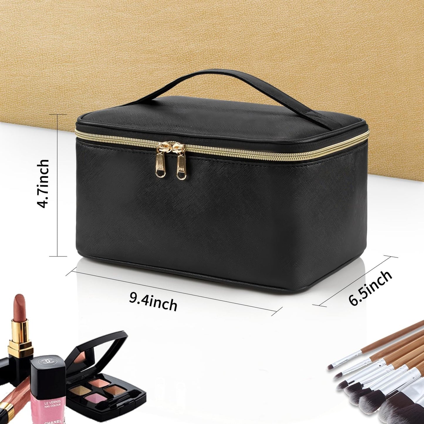Makeup Bag, Portable Cosmetic Bag,  Makeup Case Organizer,  With Handle and Divider