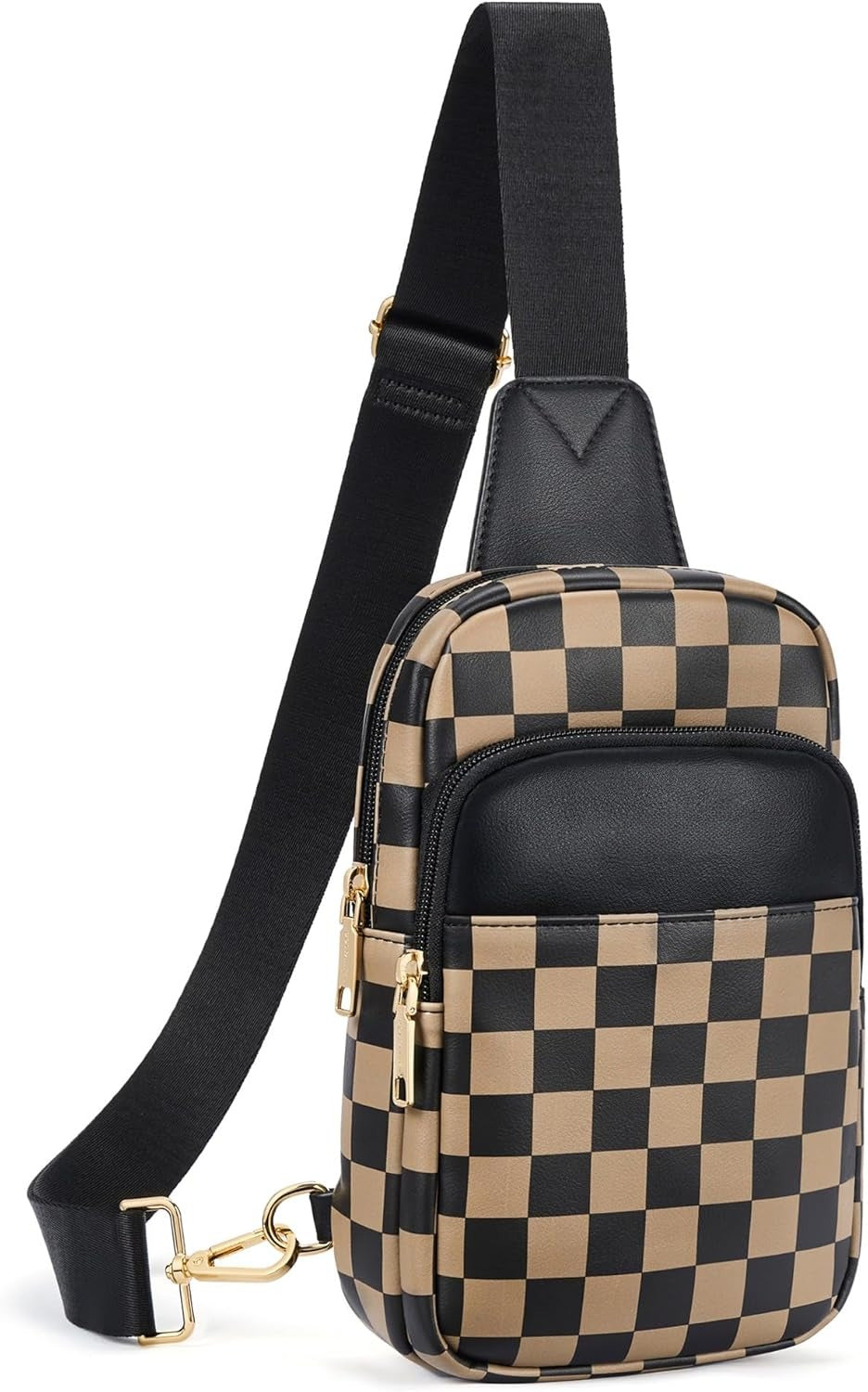 Sling Bag Quilted Crossbody Bags for Women Cross Body Purse Leather Fanny Pack with Adjustable Guitar Strap