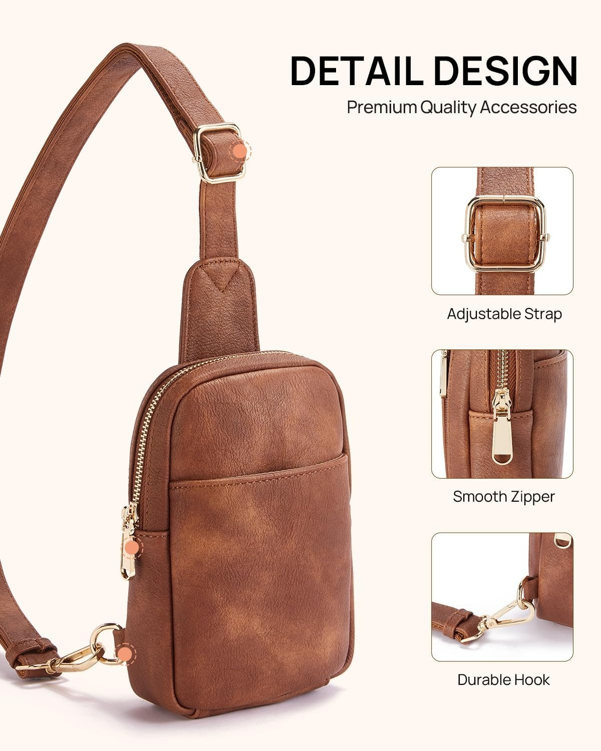 Small Sling Bag for Women Leather Crossbody Fanny Packs Chest Bag for Women