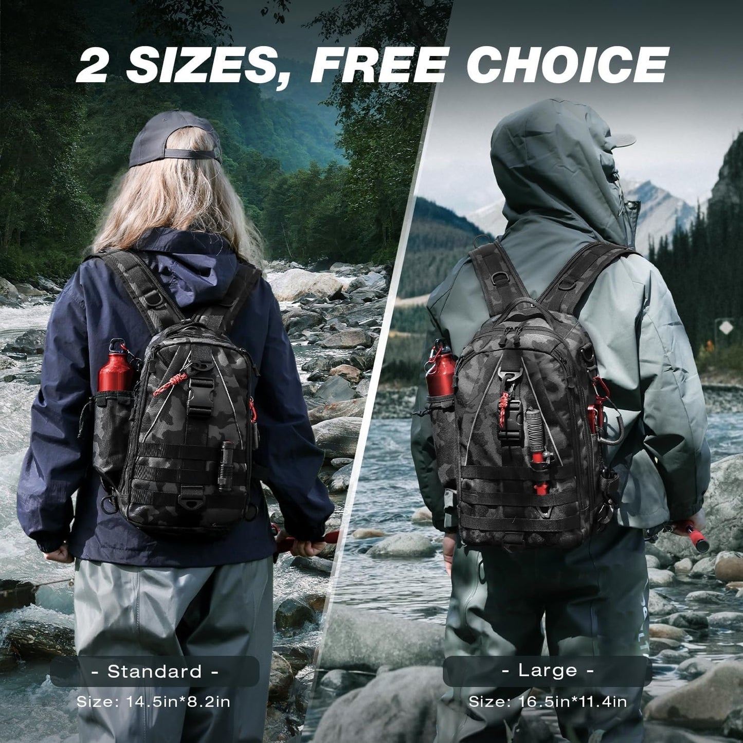 Fishing Backpack Tackle Sling Bag-Backpack with Rod Holder- Lightweight Tackle Box