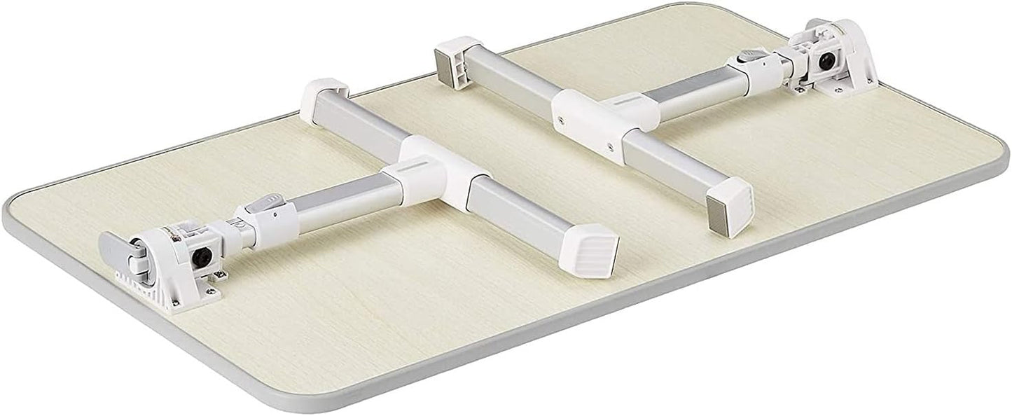 OMOMMD Portable Foldable Adjustable Laptop Stand Tray Table Lap Desk for Bed and Couch, Fits up to 17-Inch Laptop, 12"x20", Cream
