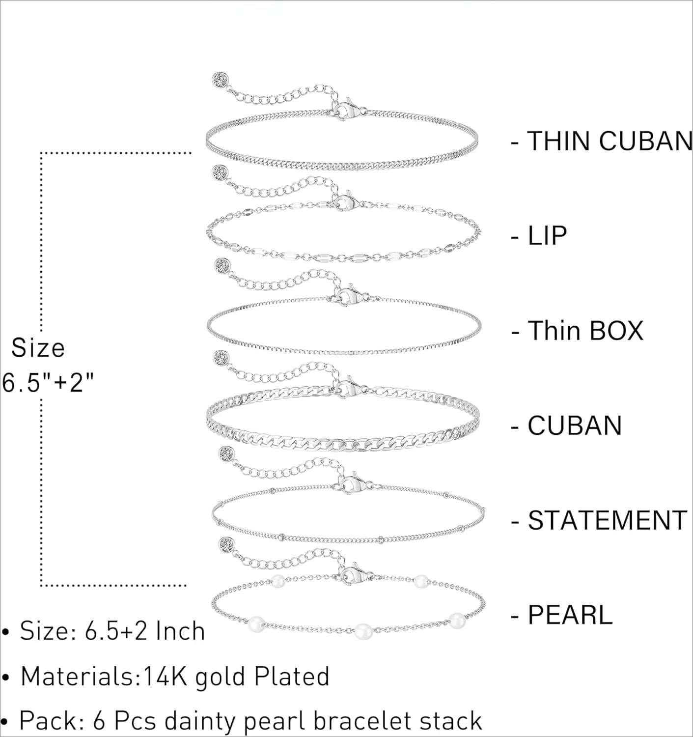 Gold Bracelets for Women, 14K Dainty Gold Plated Stackable Bracelets for Women Trendy Waterproof CZ Tennis Bracelet Set