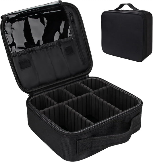 Travel Makeup Case Organizer Portable Artist Storage Bag with Adjustable Dividers