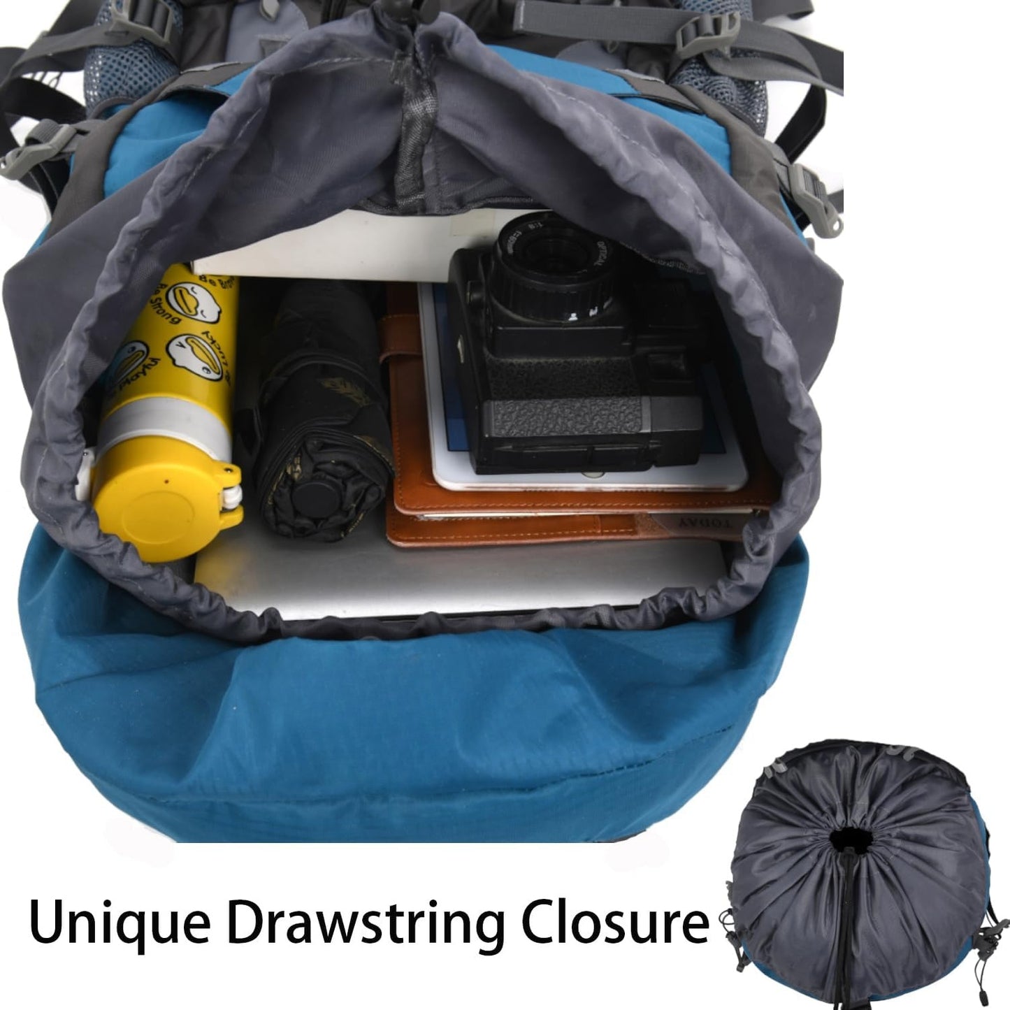 60L Hiking Camping Backpack with Rain Cover, Waterproof Large Capacity Outdoor Sport Travel Daypack