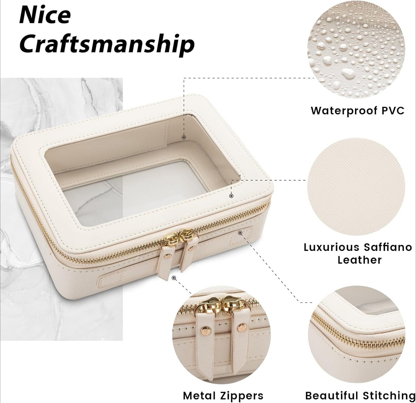 Clear Makeup Bag Organizer, Travel Toiletry Bag Cosmetic Case for Women, Portable Make Up Skincare Pouch Bag