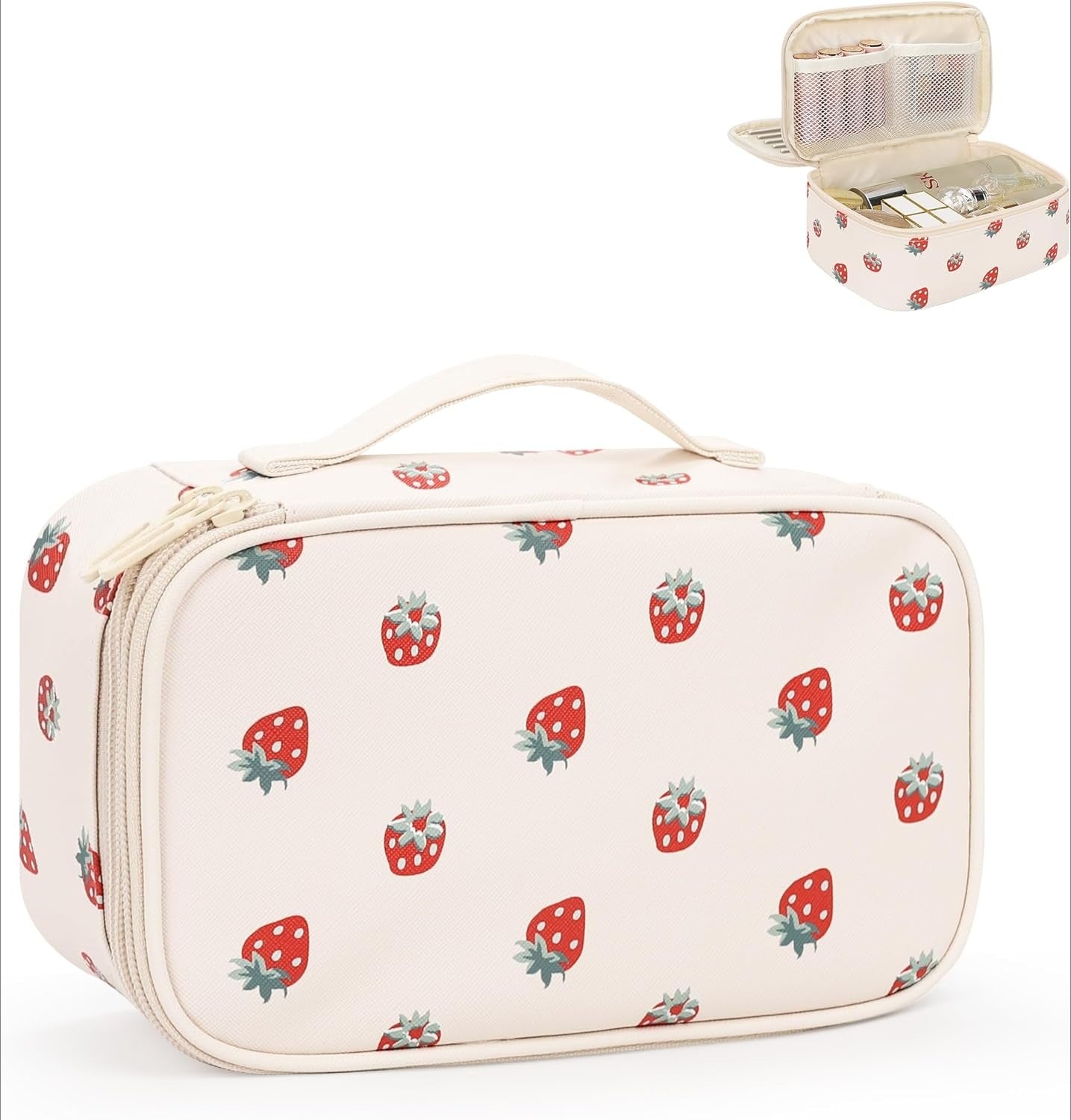Small Makeup Bag for Women, Travel Cosmetic Bag, 2 Layers Waterproof Makeup Organizer Storage