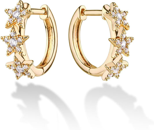 Cubic Zirconia Huggie Earrings 14k Gold Plated Tiny Earrings Small Huggie Hoop Earrings Simple Lightweight Hoops Gift for Women