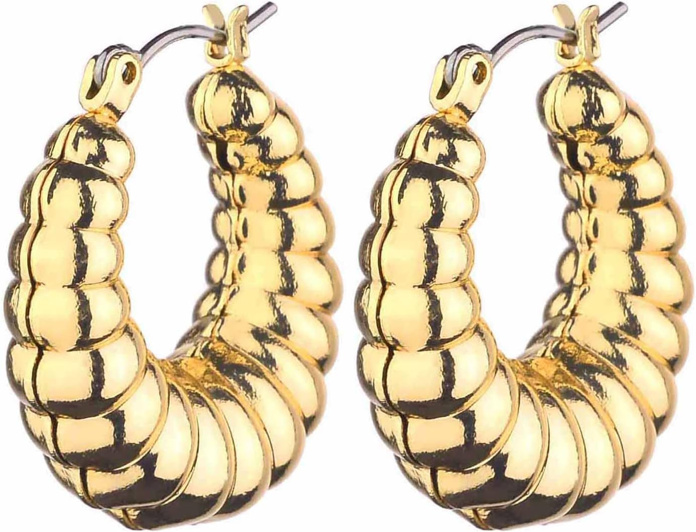 Chunky Hoop Earrings Set 14K Gold Hoop Earrings for Women Hypoallergenic, Thick Hoops Earring set, Twist Huggie Hoop Earring