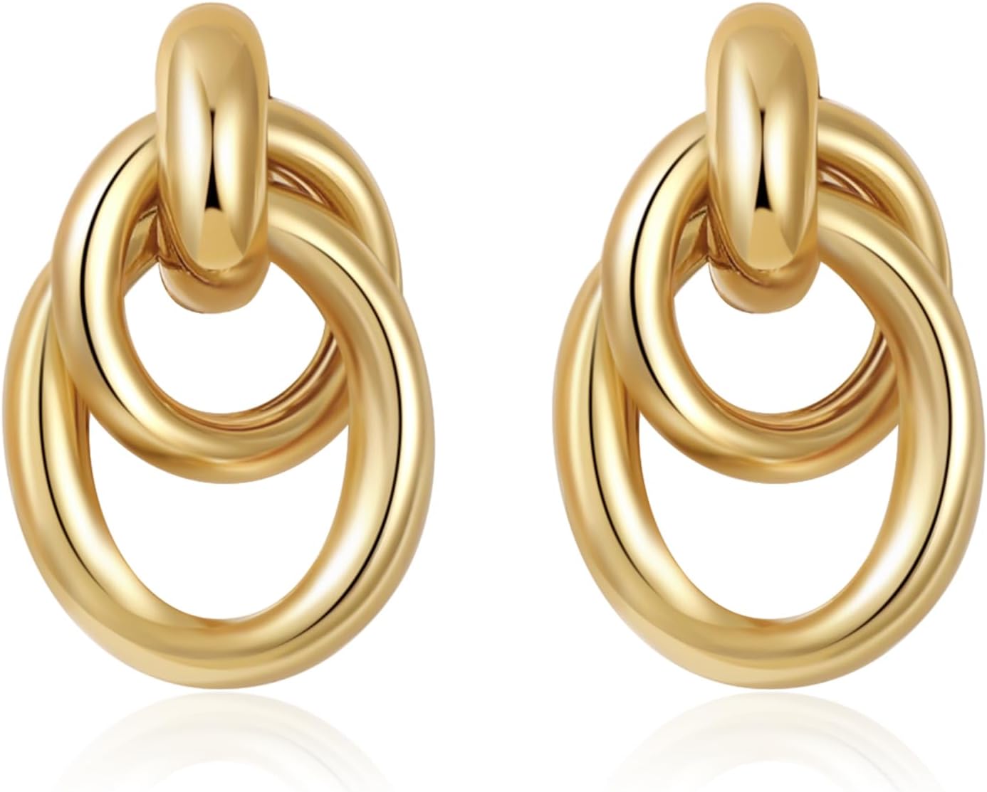 Trendy Gold Plated Knot Earrings for Women Chunky Statement Drop Dangle Earrings Lightweight Fashion Accessories Gold Jewelry