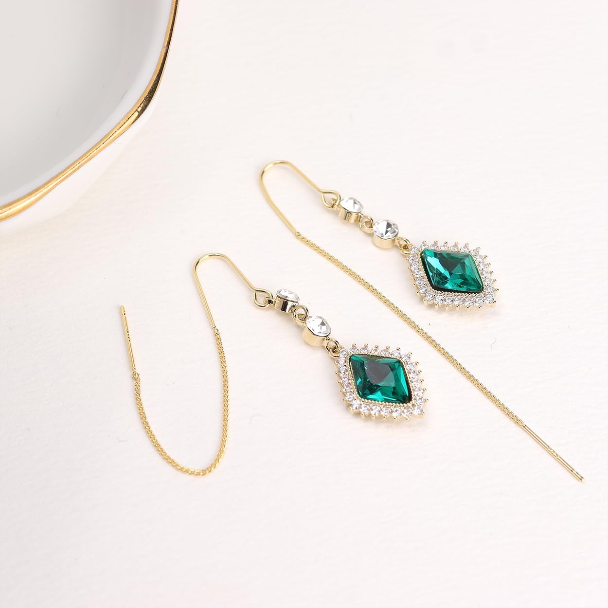 Sonateomber Gold Long Chain Threader Earrings for Women - Fashion Statement Drop Dangle Thread Earrings Jewelry Gift