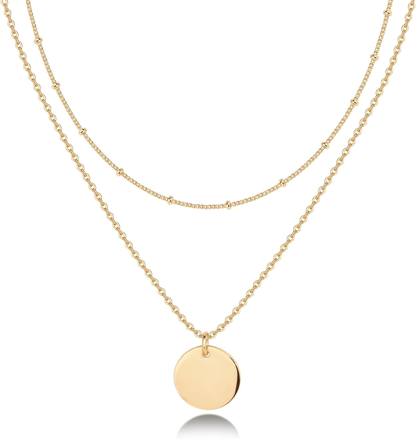 14K Gold Layered Necklace Set - 8-Charms Minimalist Pendant Jewelry Gift for Women