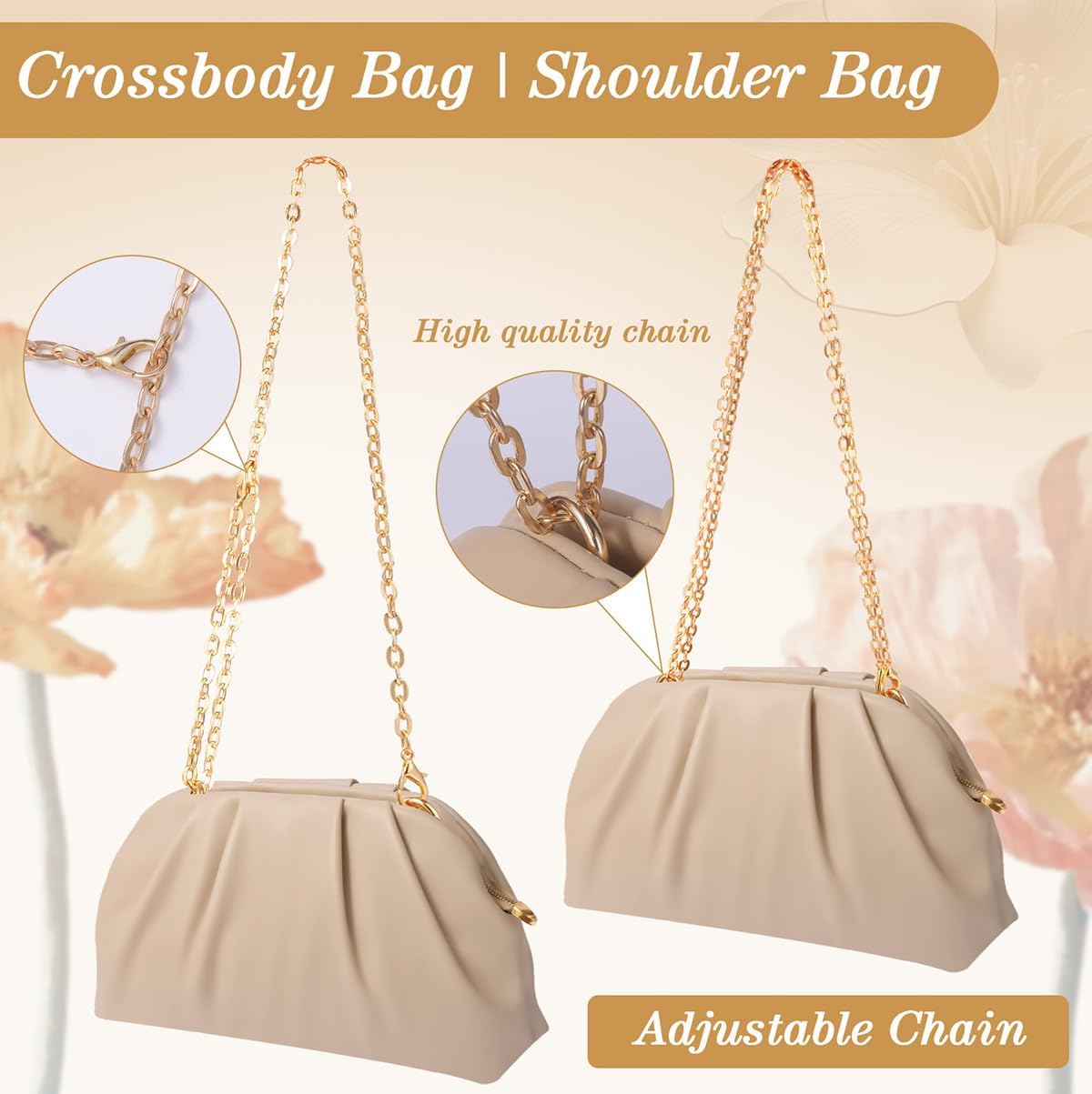 Clutch Purse for Women Soft Pleated PU Wedding Clutch, Elegant Evening Bag for Galas, Proms,Cocktail Parties