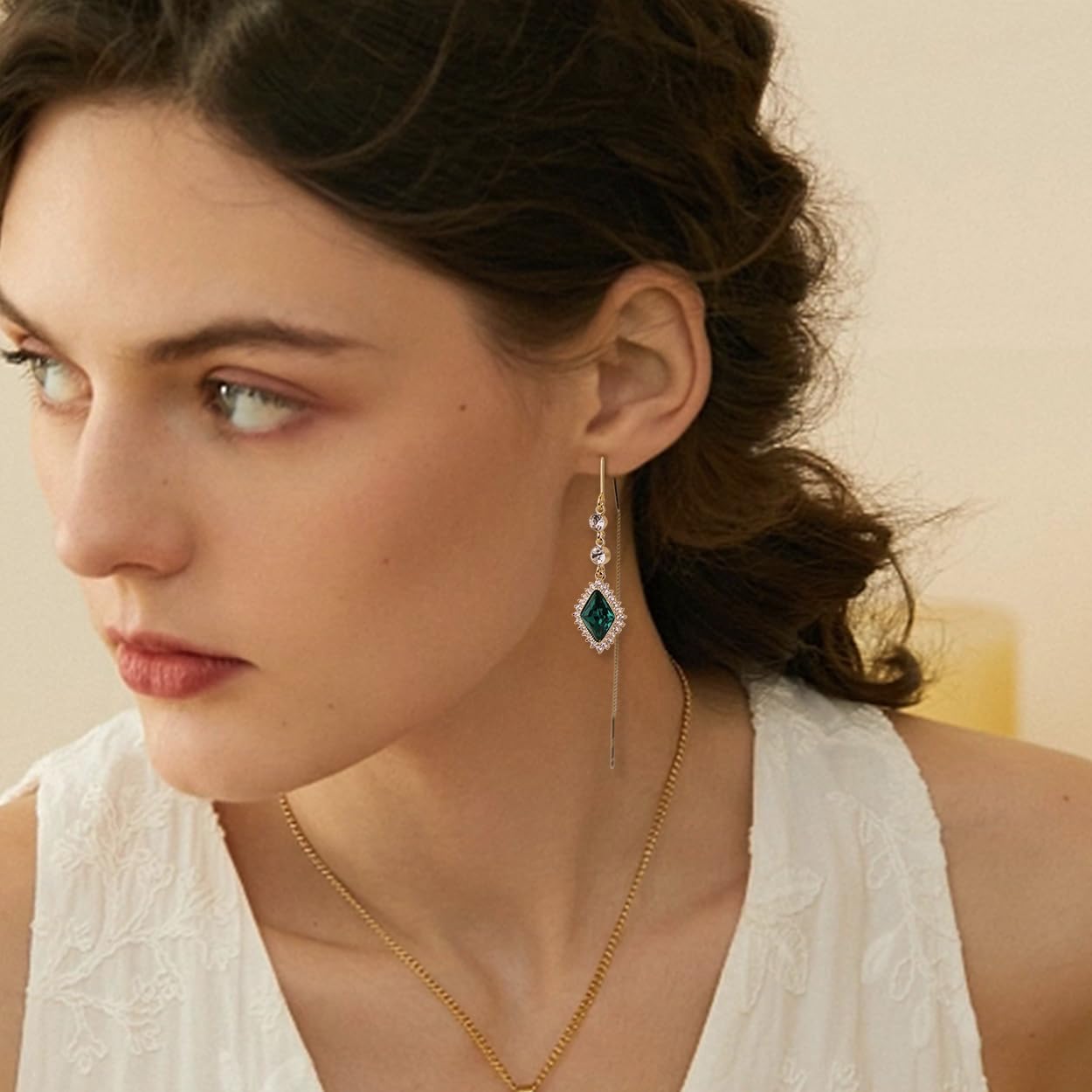 Sonateomber Gold Long Chain Threader Earrings for Women - Fashion Statement Drop Dangle Thread Earrings Jewelry Gift