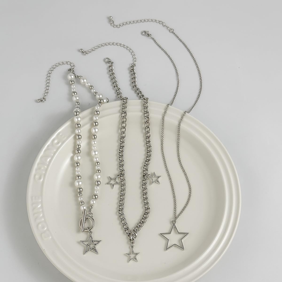 Y2K Star Pendant Necklace - Silver Layering Toggle Chain for Women