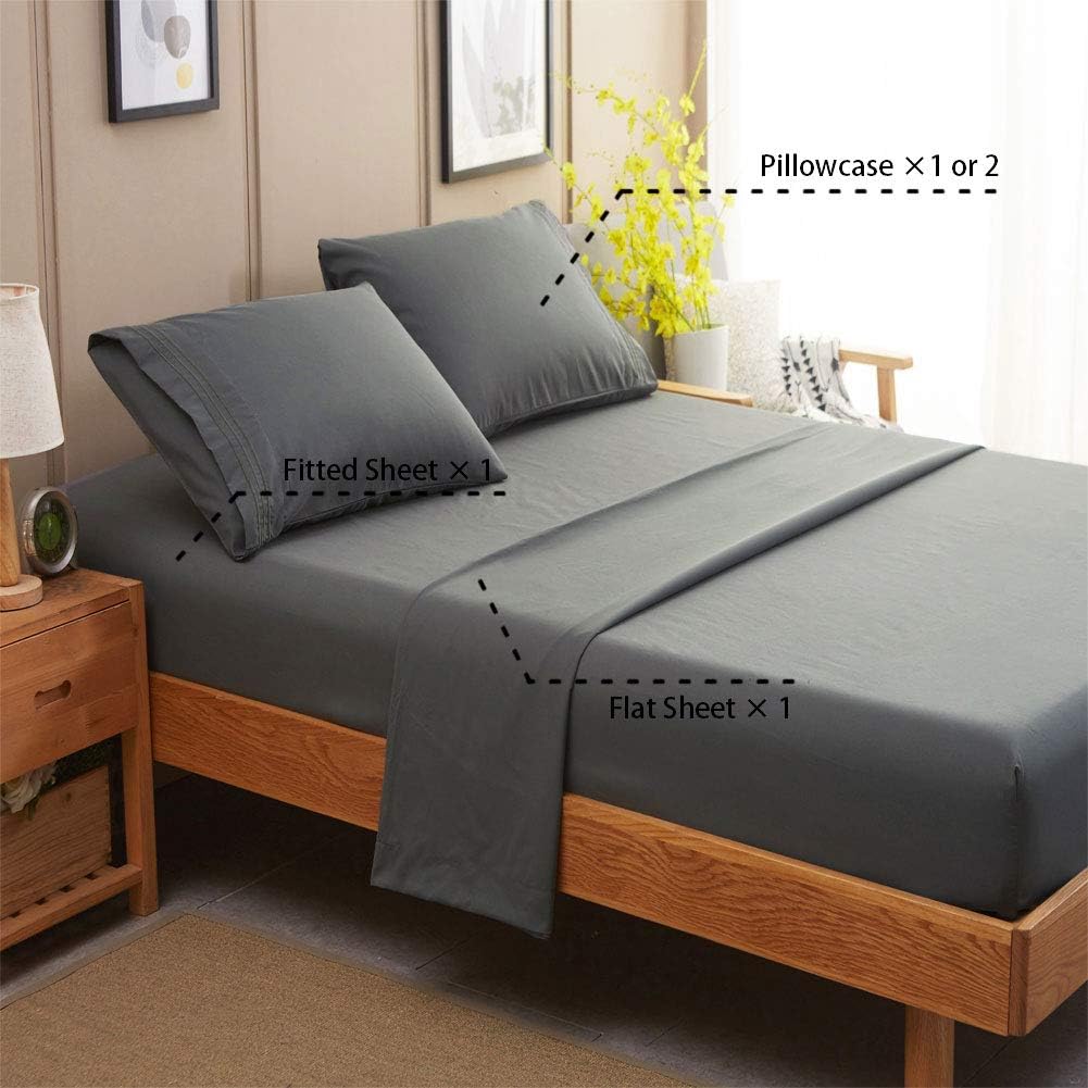 Bed Sheet Set Super Soft Microfiber 16-Inch Deep Pocket Wrinkle and Hypoallergenic-4 count Queen
