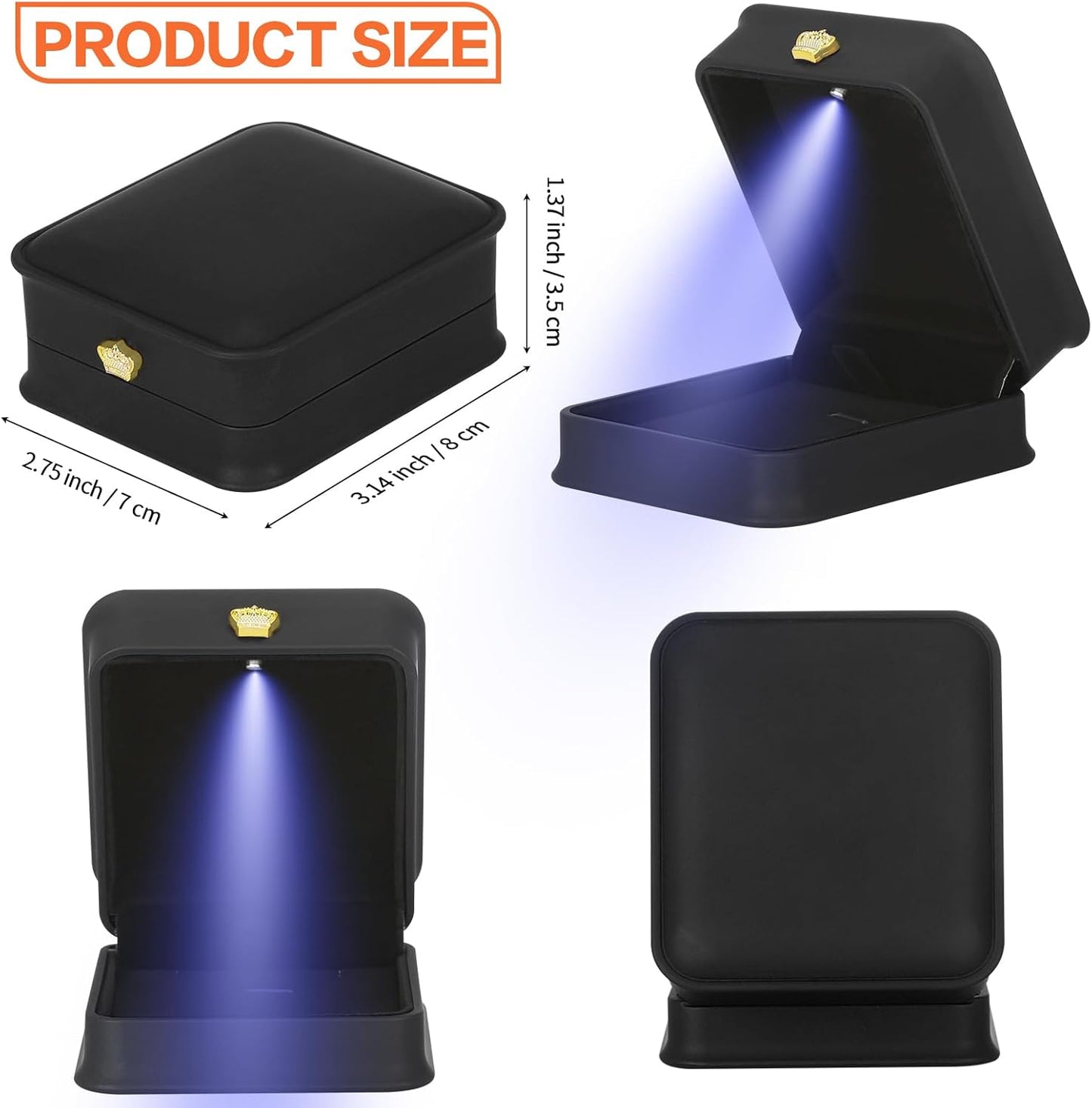 Necklace Pendant Gift Box with LED Light, Leather Jewellry Storage Display Case