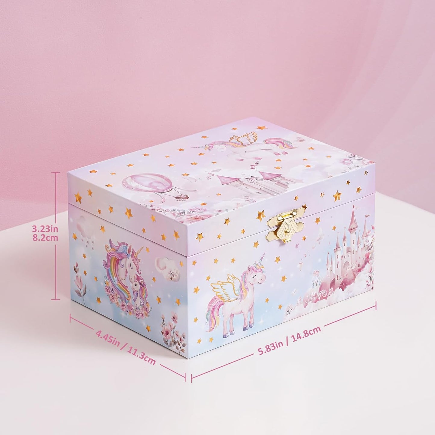 Musical Kids Jewelry Box with Spinning Unicorn Doll, Birthday Gifts for Little Girls Children Toddler