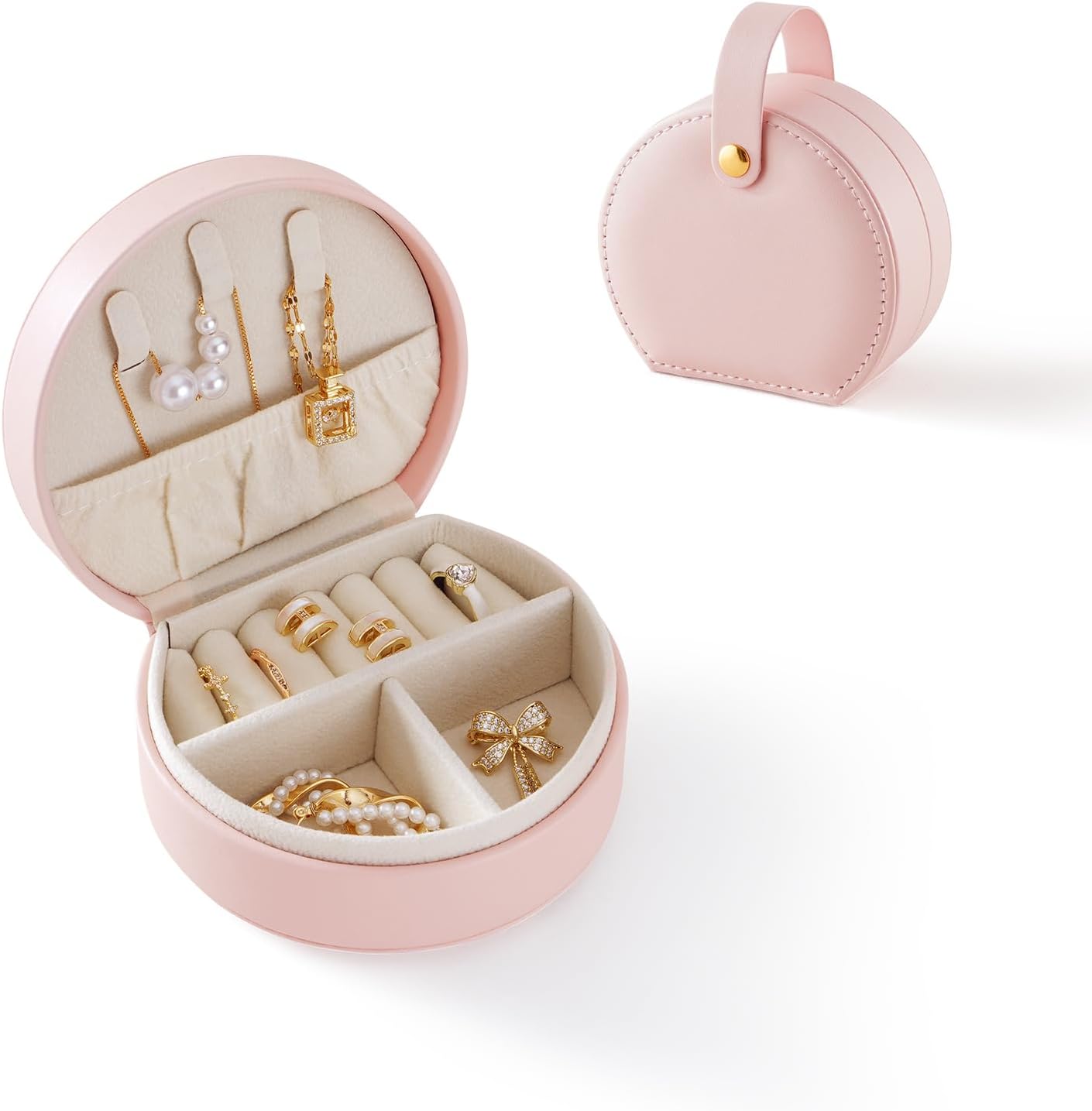 Small Travel Jewelry Case, Portable Jewelry Organizer Box for Necklace Rings Earrings