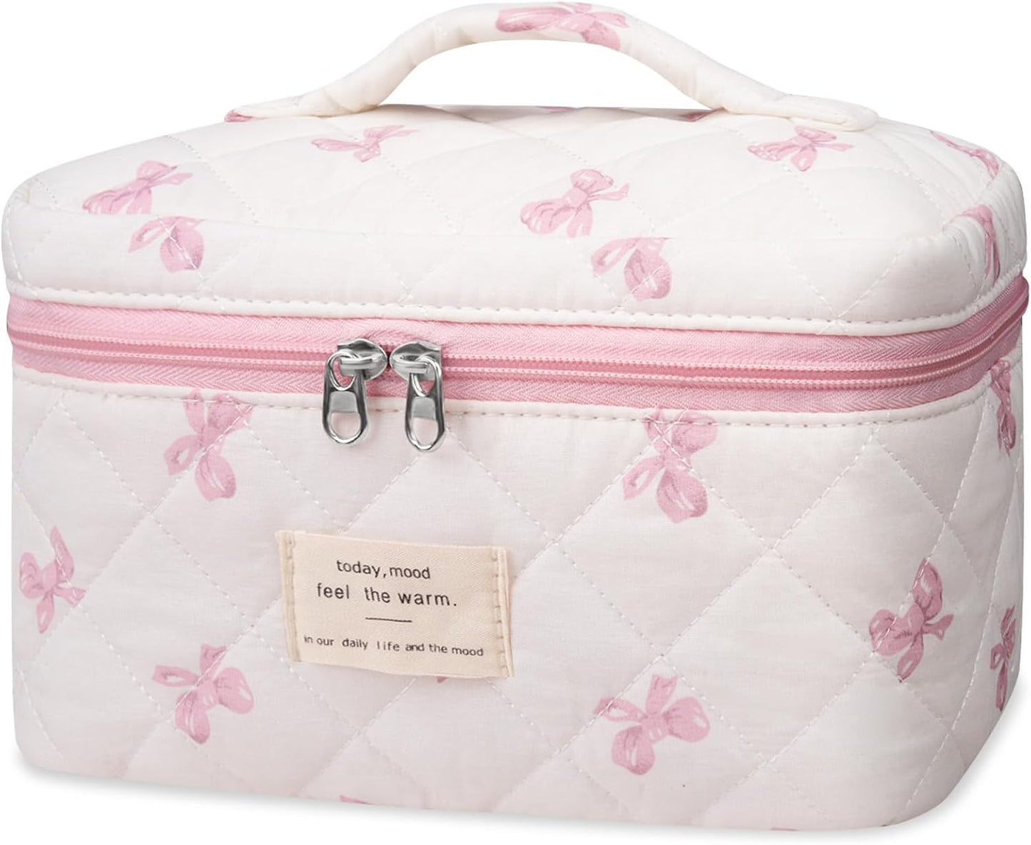 Large Makeup Bag, Cute Cosmetic Bag for Women Girls, Floral Coquette Aesthetic Toiletry Bag, Travel Make Up Organizer Bag (BDLH)