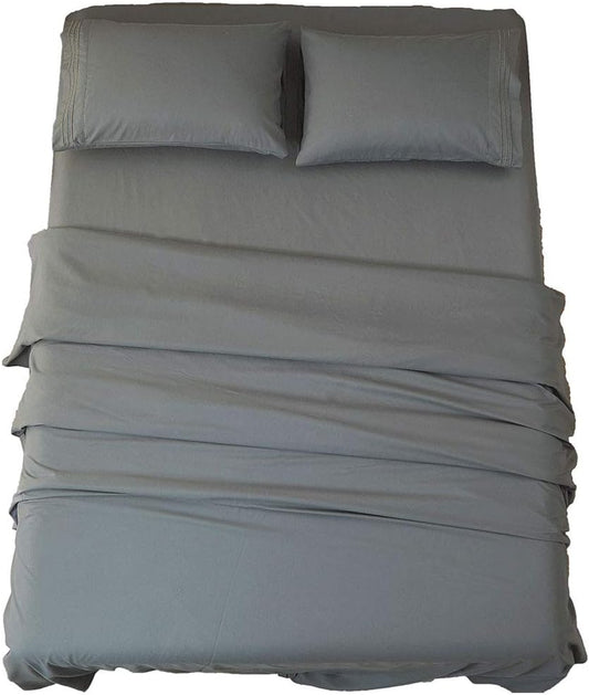 Bed Sheet Set Super Soft Microfiber 16-Inch Deep Pocket Wrinkle and Hypoallergenic-4 count Queen