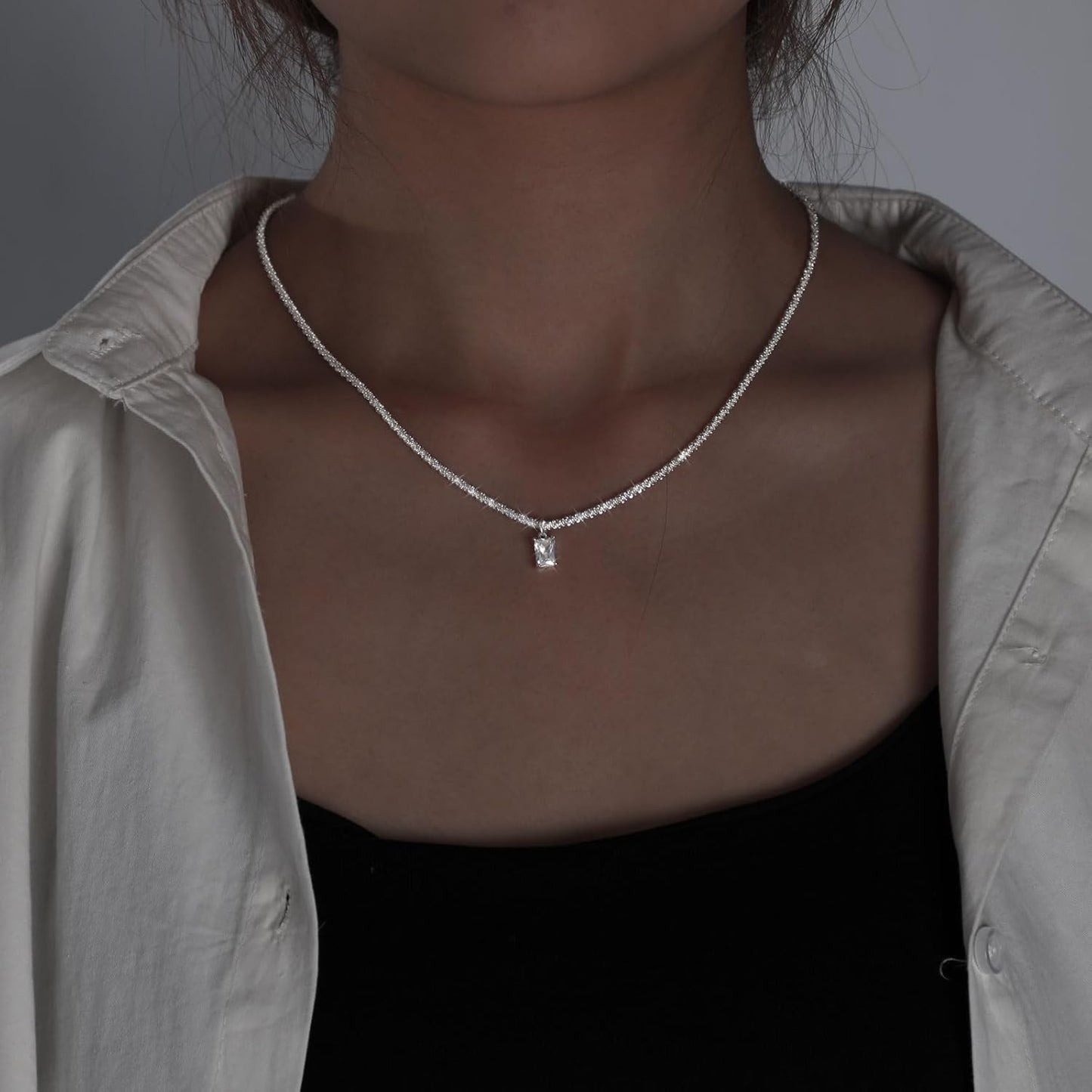 14K Gold/Silver Plated Necklace, Dainty CZ Cross Pendant with Herringbone & Figaro Chains, Sparkling Multi-Layer Jewelry Gift for Her