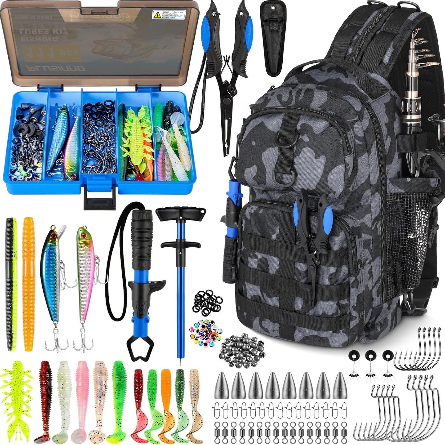 Fishing Backpack Tackle Boxes, Waterproof Tackle Bag For Fishing Gear With Rod Holder